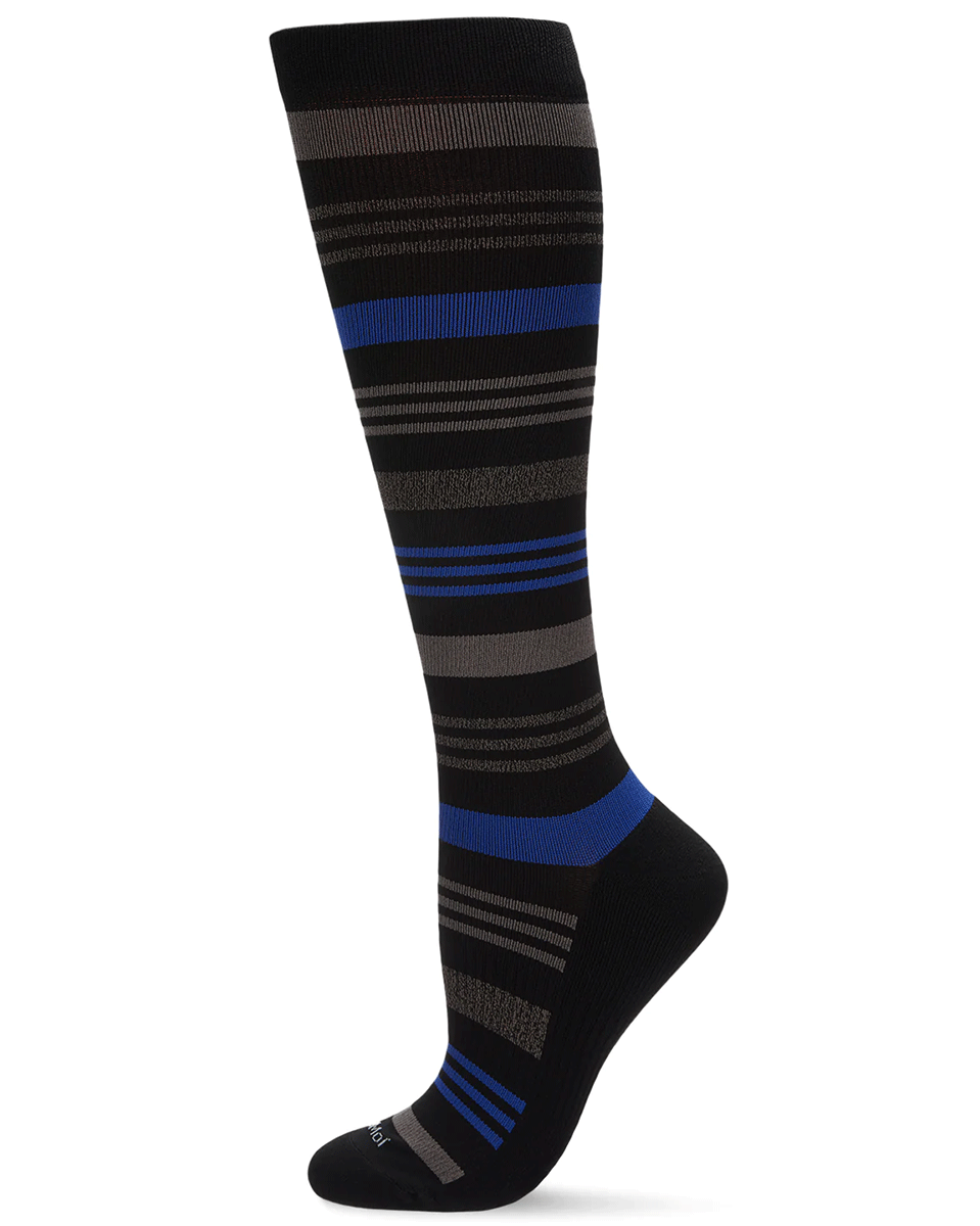 Memoi Women's Striped Nylon 15-20mmhg Graduated Compression Socks