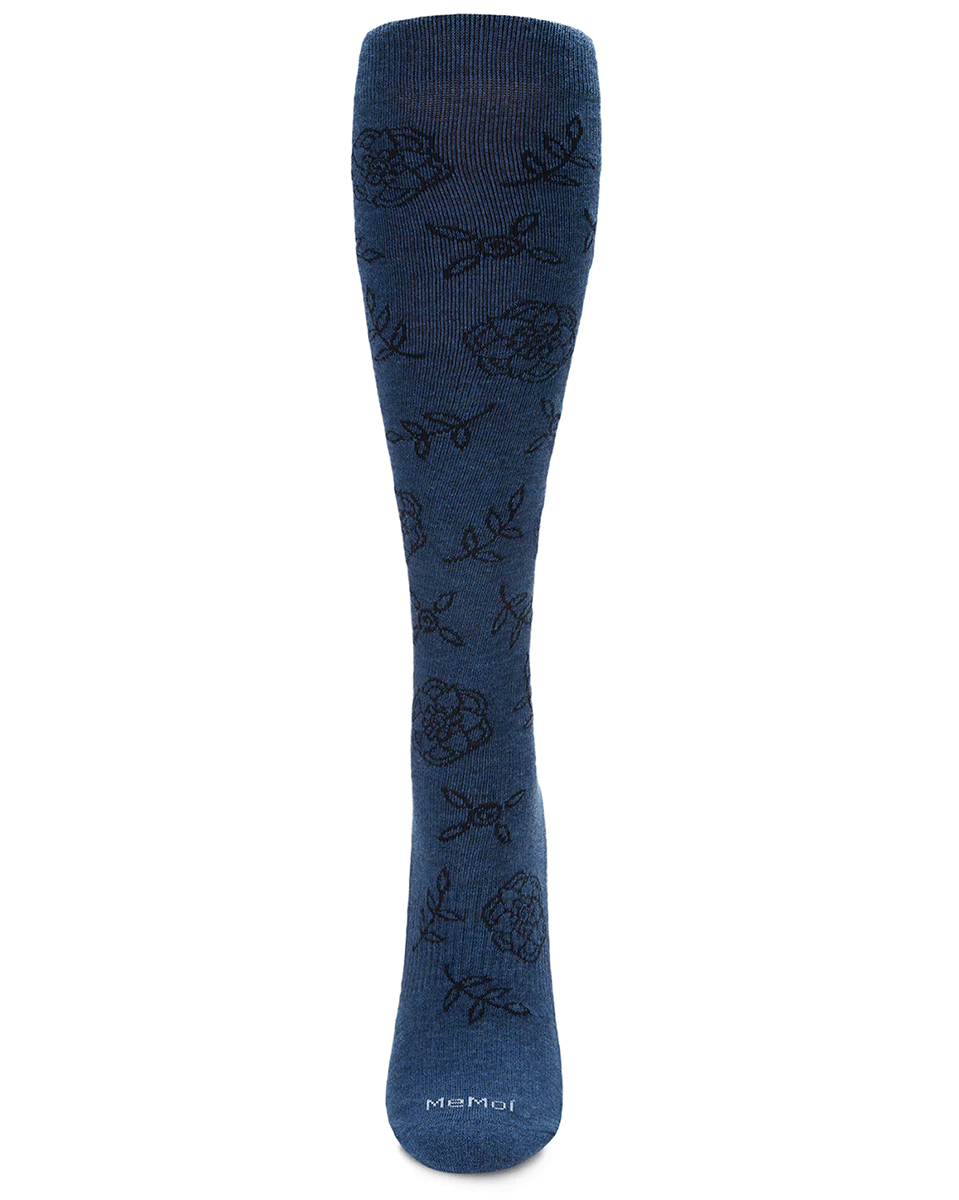Memoi Women's Floral Cotton Blend 15-20mmhg Graduated Compression Socks
