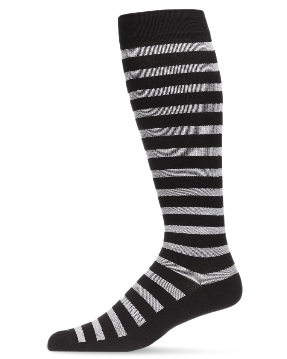 Memoi Men’s Cabana Stripe Bamboo Blend 8-15mmhg Graduated Compression Socks
