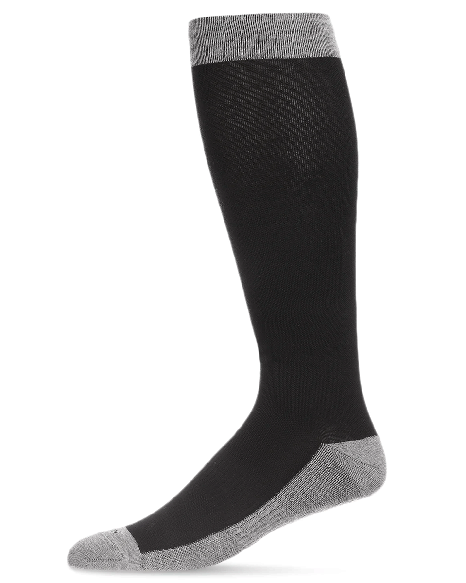 Memoi Men's Two-tone Contrast Bamboo Blend 8-15mmhg Graduated Compression Socks