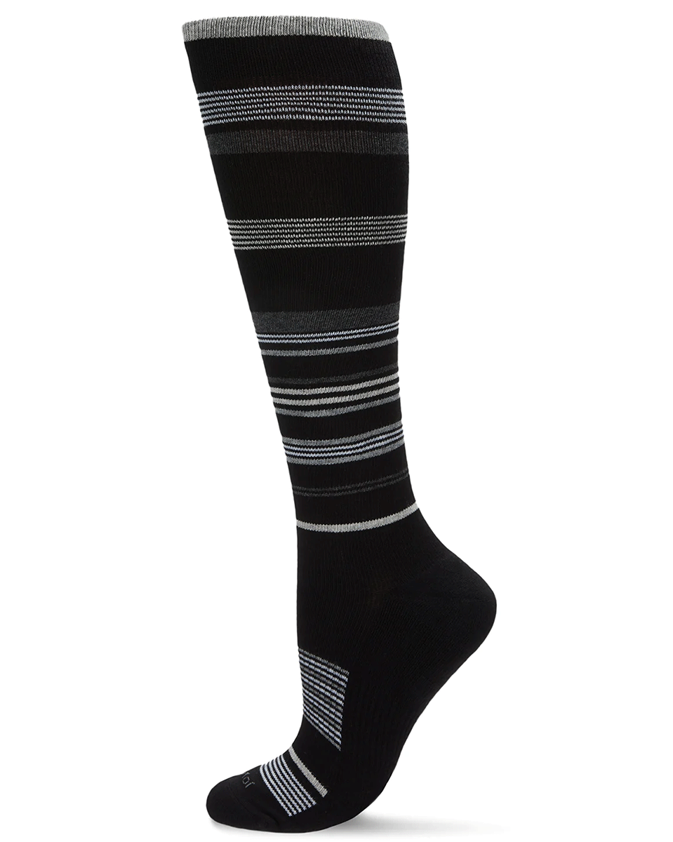 Memoi Women's Striped Cotton Blend 15-20mmhg Graduated Compression Socks