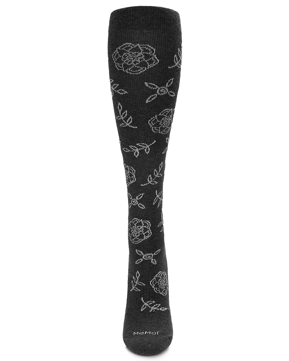 Memoi Women's Floral Cotton Blend 15-20mmhg Graduated Compression Socks