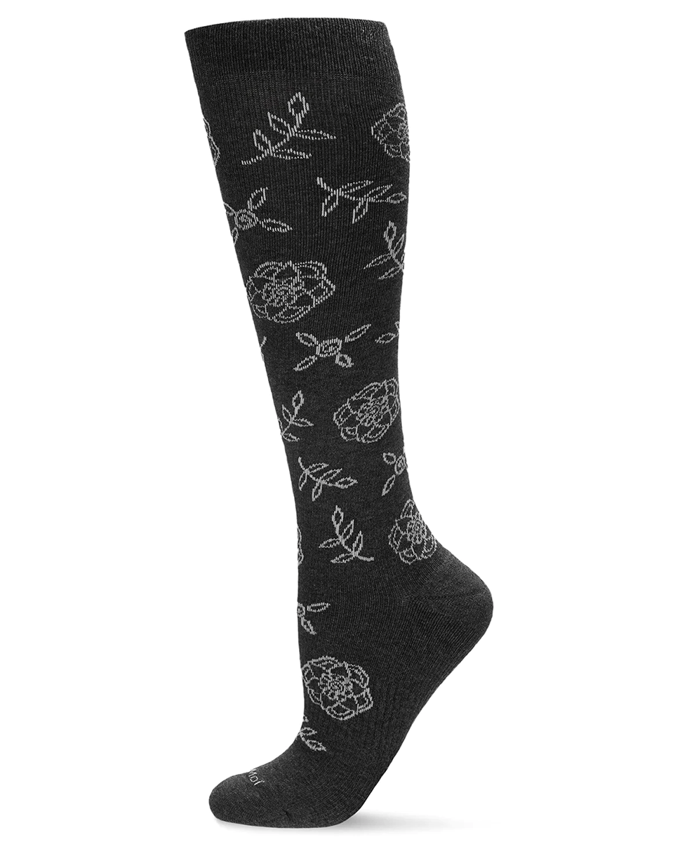 Memoi Women's Floral Cotton Blend 15-20mmhg Graduated Compression Socks