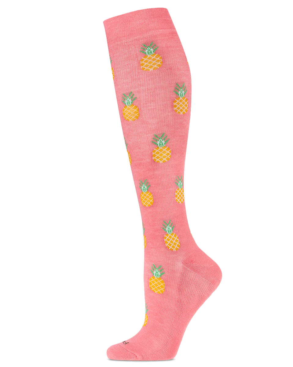 Memoi Pineapple Paradise Bamboo Blend 8-15mmhg Compression Socks