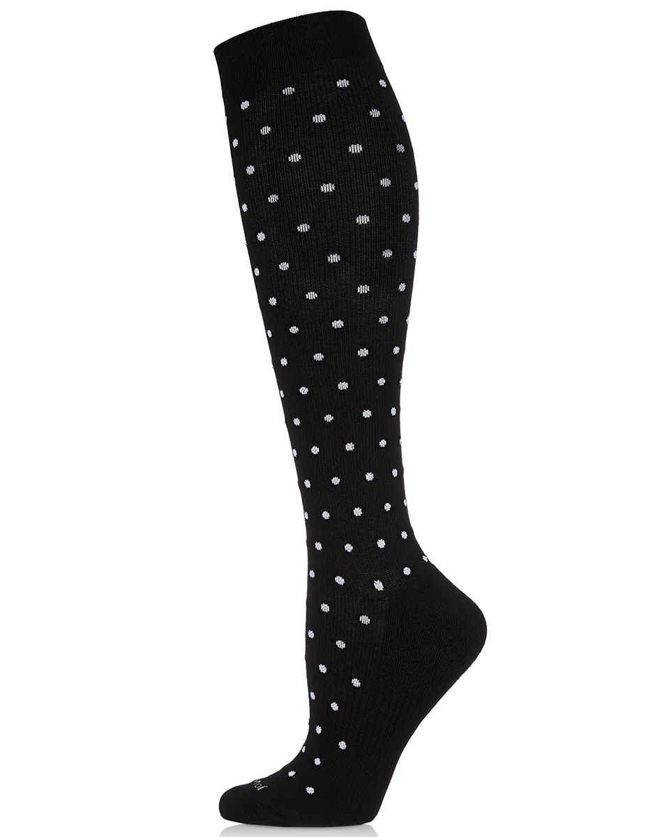 Memoi Classic Polka Dots Bamboo Blend 8-15mmhg Compression Socks