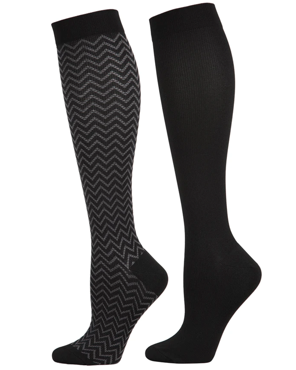 Memoi Chevron 2 Pair Graduated Compression Socks