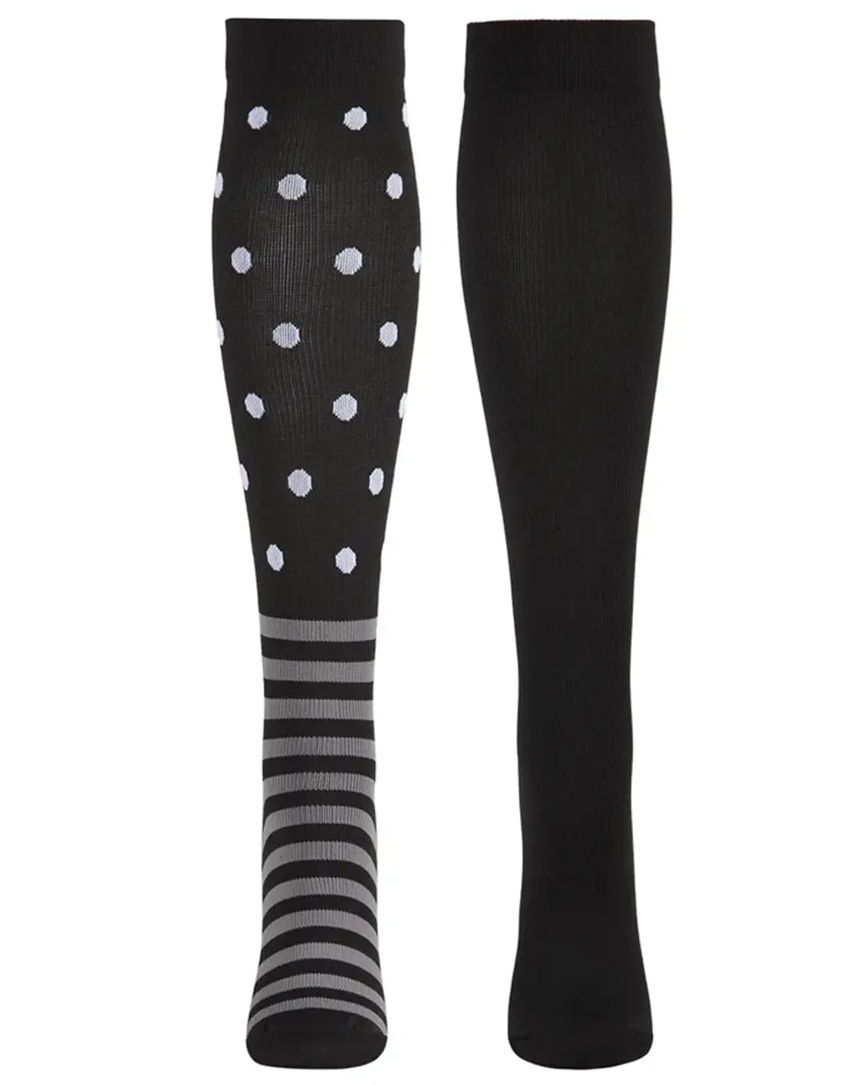 Memoi Dots & Stripes Compression Socks 2 Pack
