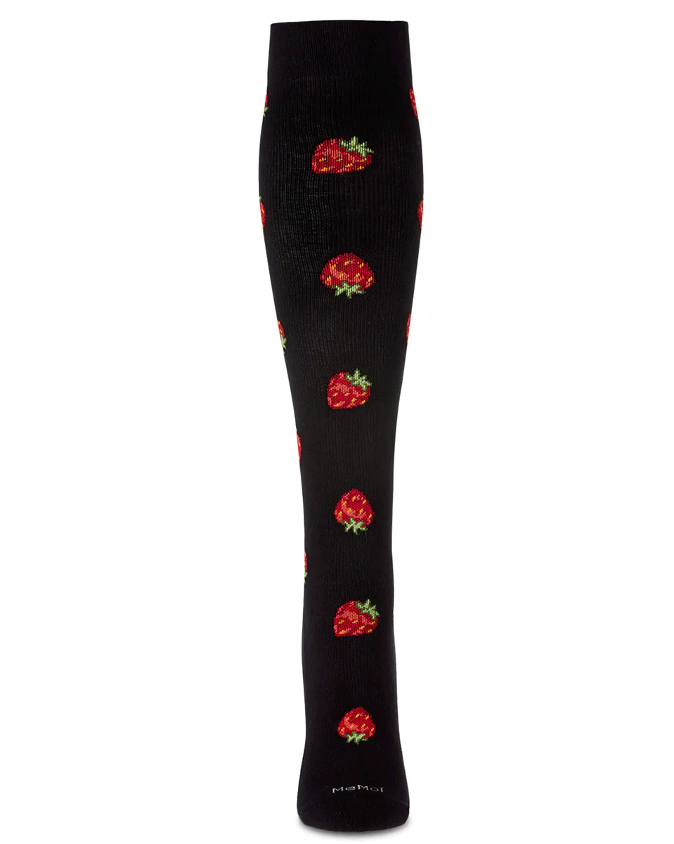 Memoi Strawberry Field Bamboo Blend 8-15mmhg Compression Socks