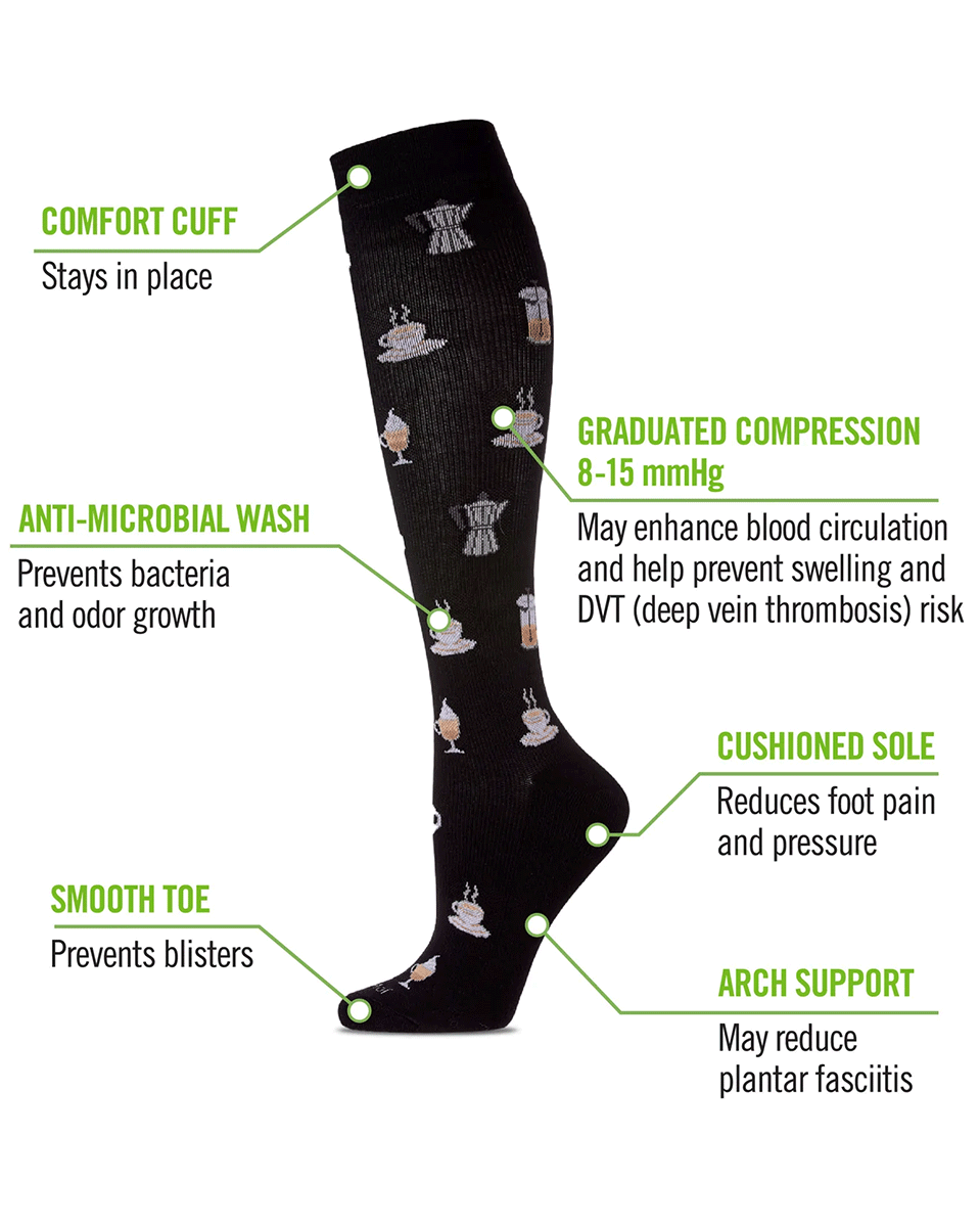 Memoi Bon Café 8-15mmhg Graduated Compression Socks