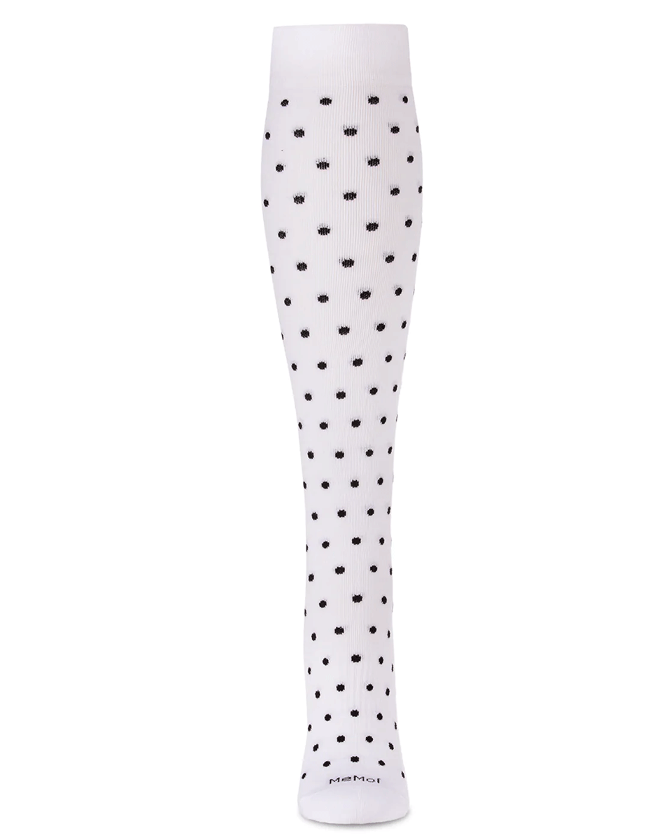 Memoi Classic Polka Dots Bamboo Blend 8-15mmhg Compression Socks