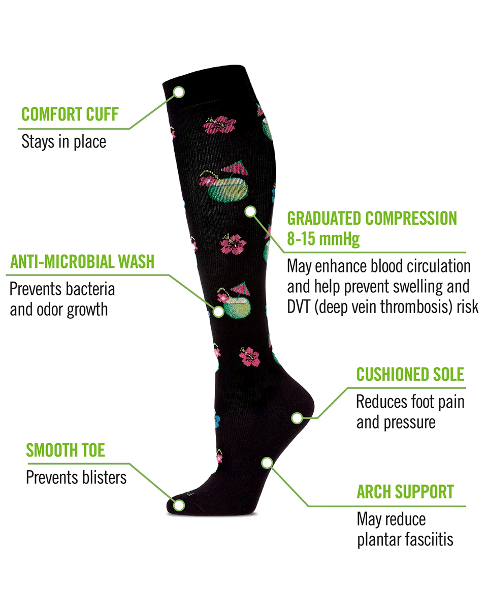 Memoi Coconuts In Paradise 8-15mmhg Compression Socks