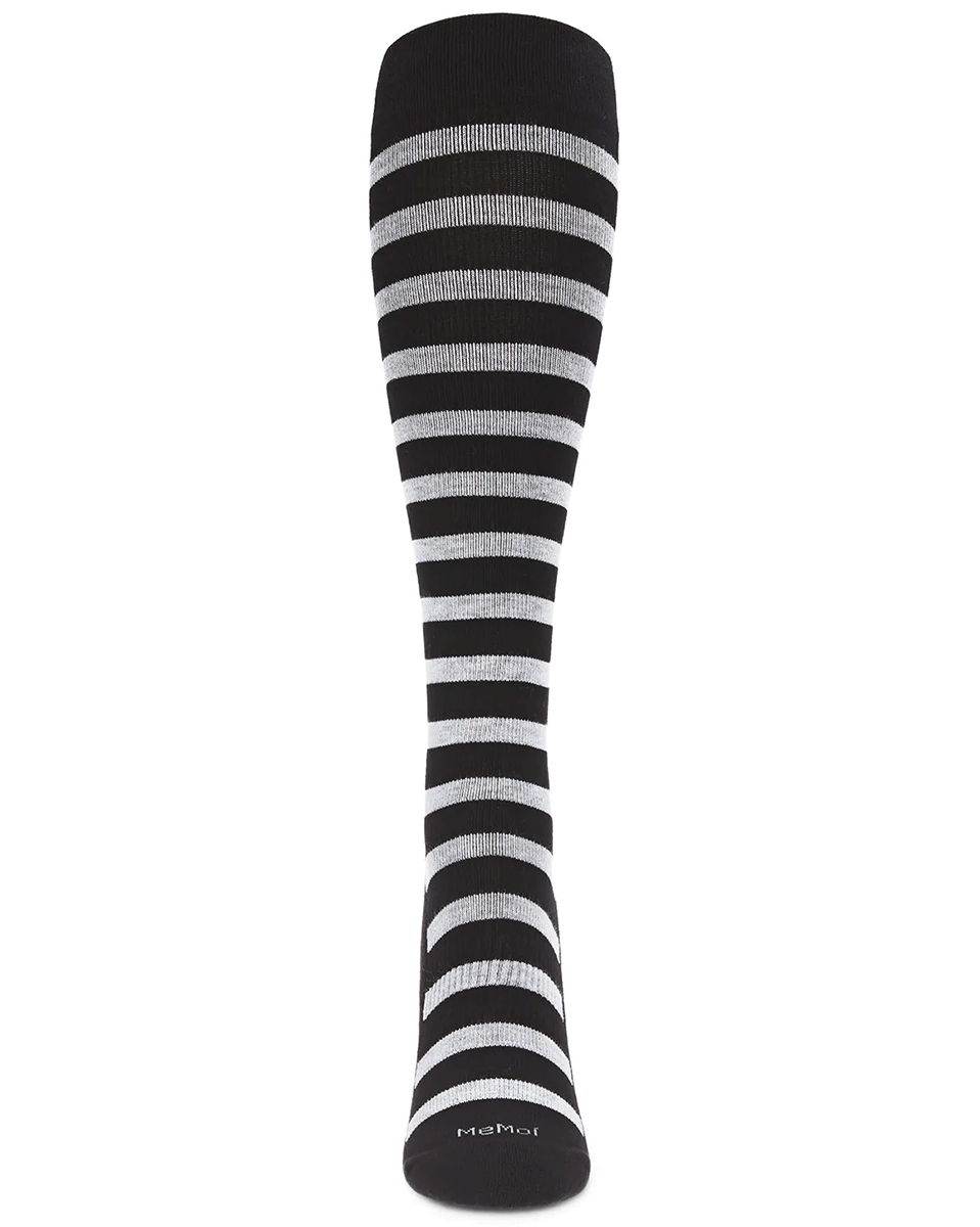 Memoi Cabana Stripe Bamboo Blend 8-15mmhg Compression Socks