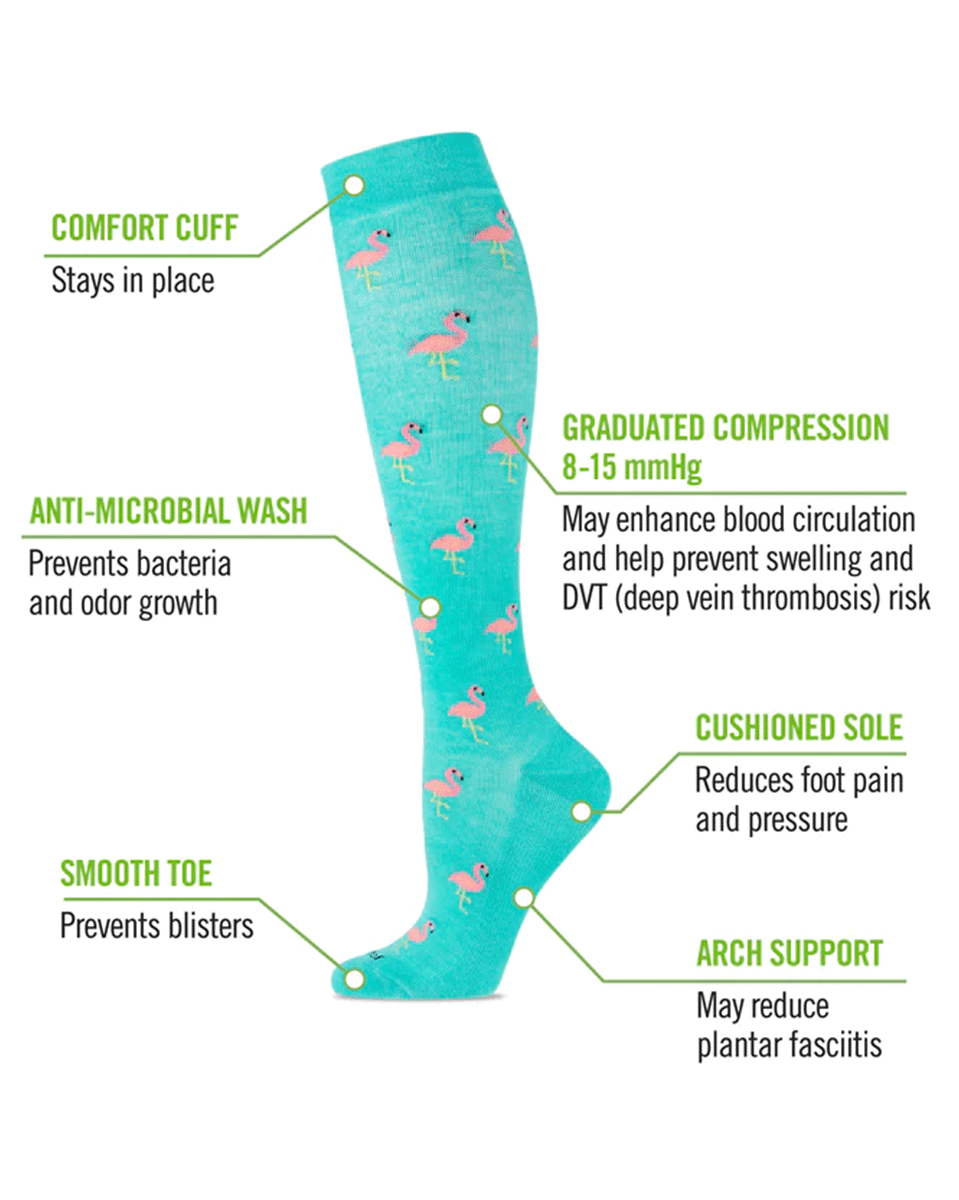 Memoi Fancy Flamingo 8-15mmhg Compression Socks