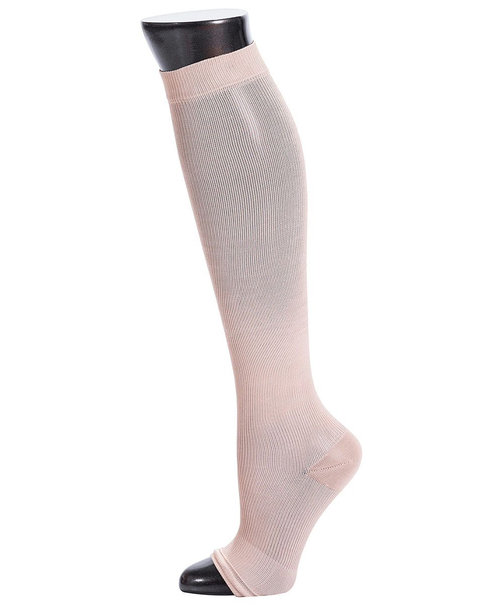 Be Shapy Compression Socks Open Toes Knee High Support Stockings 15-20 mmHg - 2 Pack