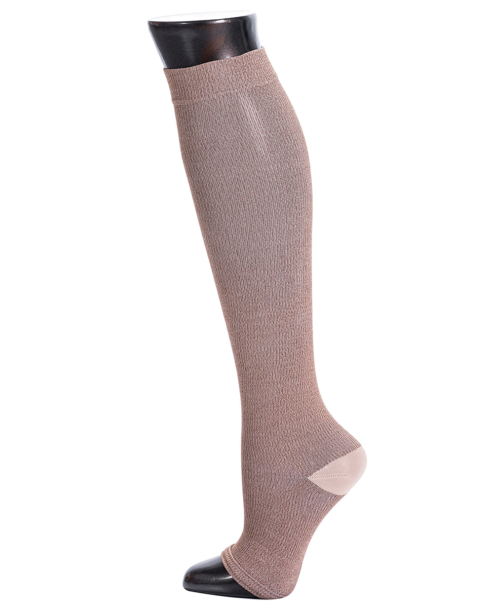 Be Shapy Compression Socks Open Toes Knee High Support Stockings 15-20 mmHg - 2 Pack