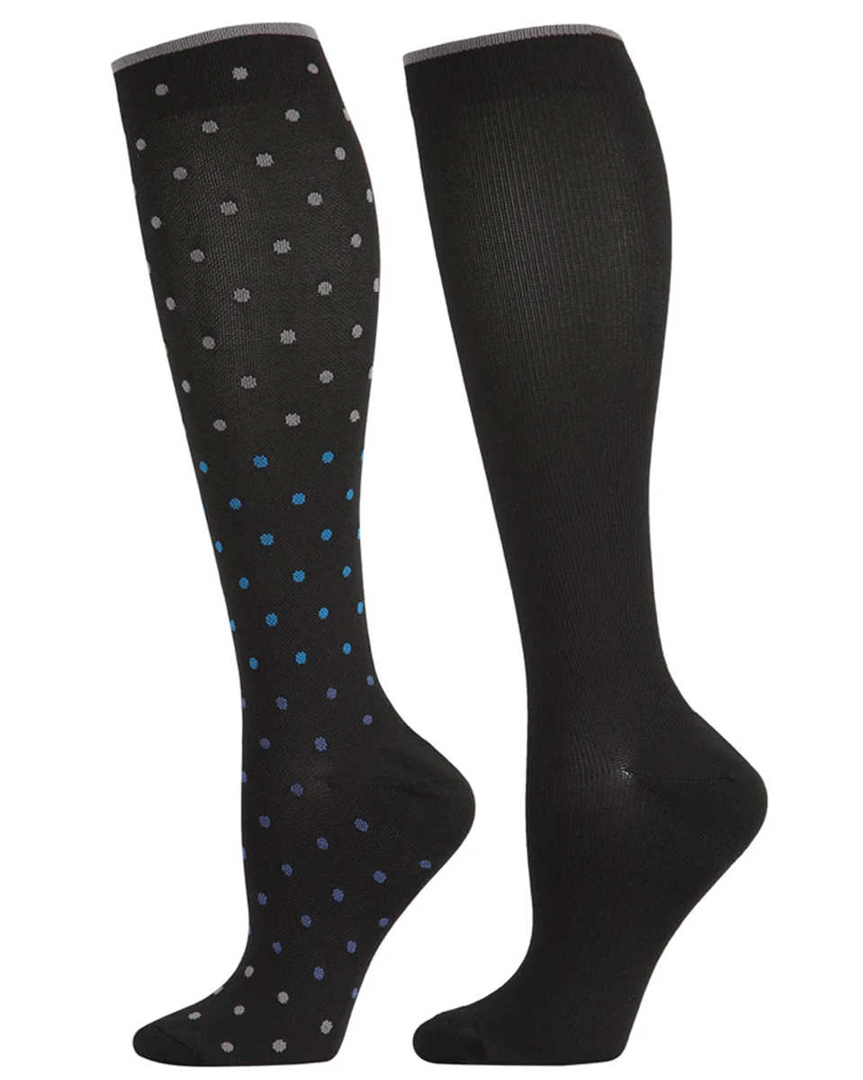 Memoi 2 Pair Women's Dotted Graduated Compression Socks