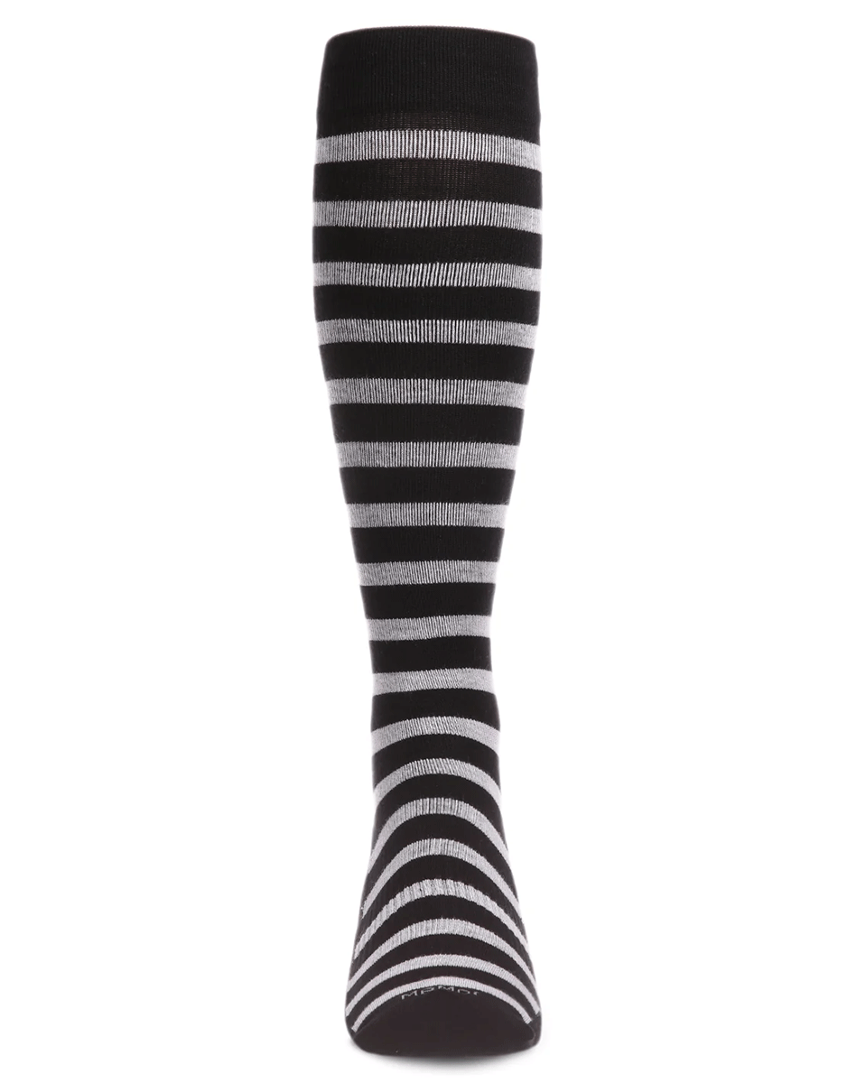 Memoi Men’s Cabana Stripe Bamboo Blend 8-15mmhg Graduated Compression Socks
