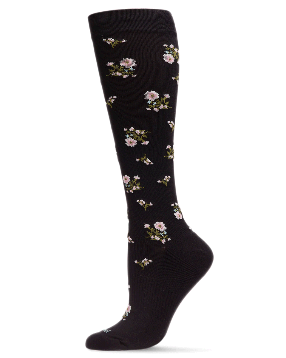 Memoi Women's Ditsy Floral Nylon 15-20mmhg Graduated Compression Socks