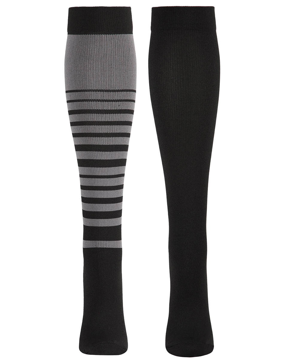 Memoi 2 Pair Women's Gradient Striped Graduated Compression Socks