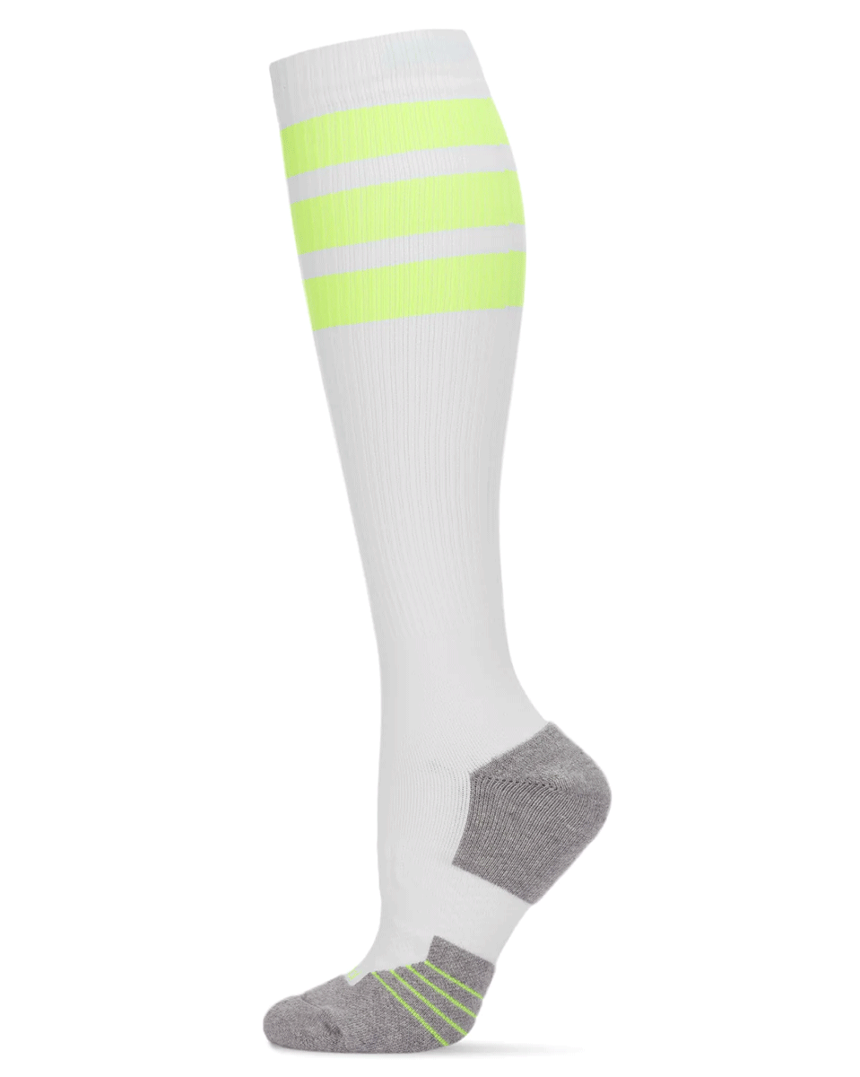 Memoi Women’s Retro Stripe Performance Knee High Cotton Blend Moderate Compression Socks