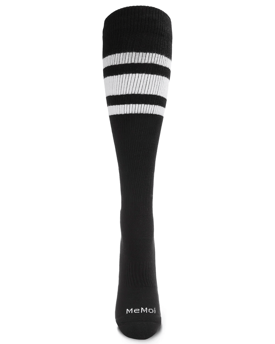 Memoi Striped Athletic Cushion Sole Knee High Cotton Blend 15-20mmhg Graduated Compression Socks