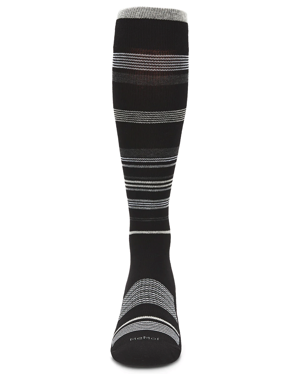 Memoi Women's Striped Cotton Blend 15-20mmhg Graduated Compression Socks