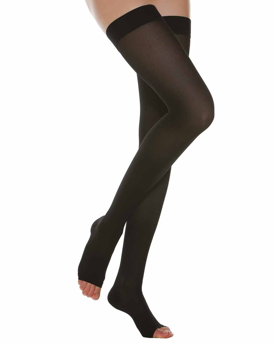 RelaxSan Open-toe Firm Support Thigh High Hold-Up Stockings 20-30 mmHg