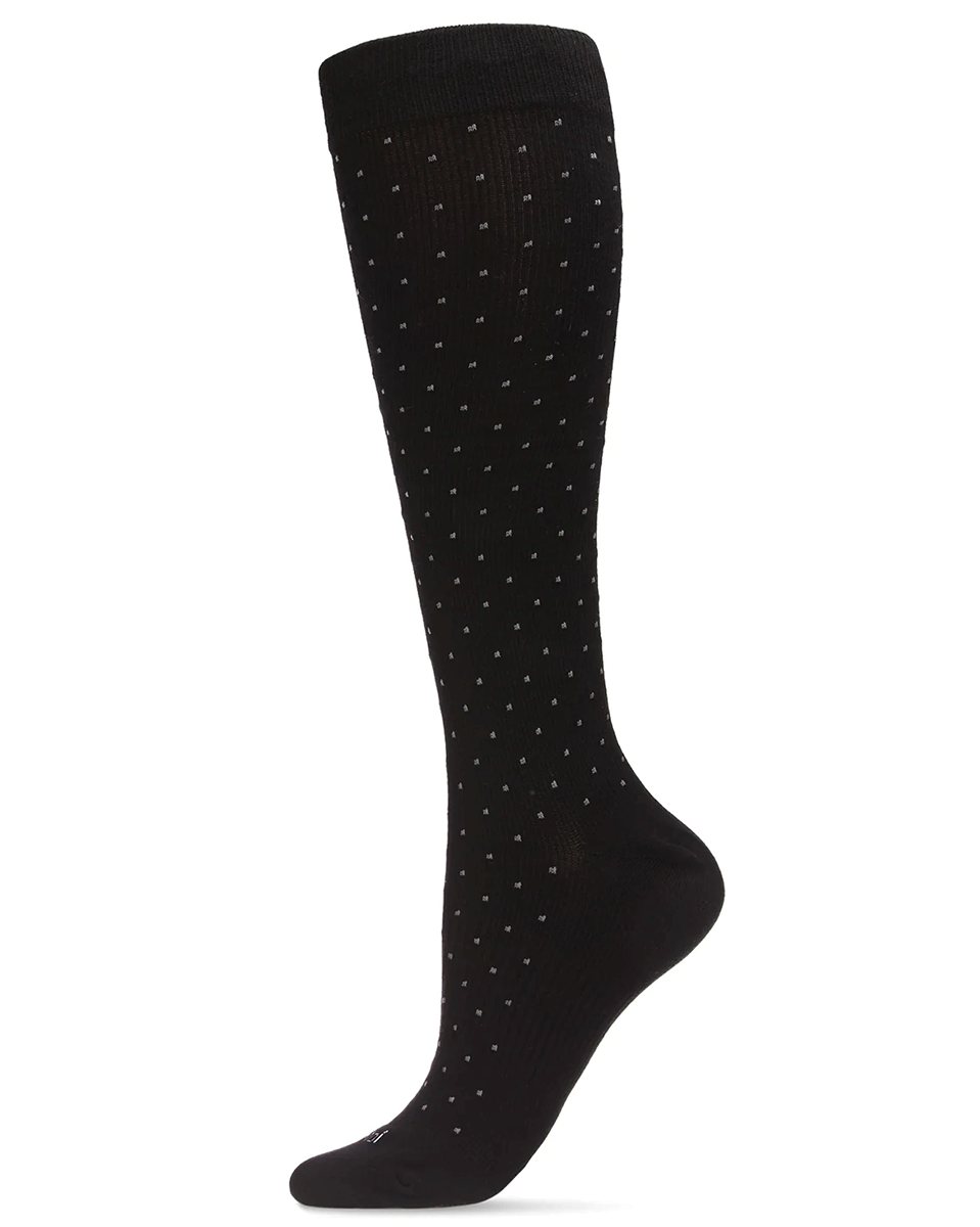 Memoi Women's Swiss Dot Cotton Blend 15-20mmhg Graduated Compression Socks