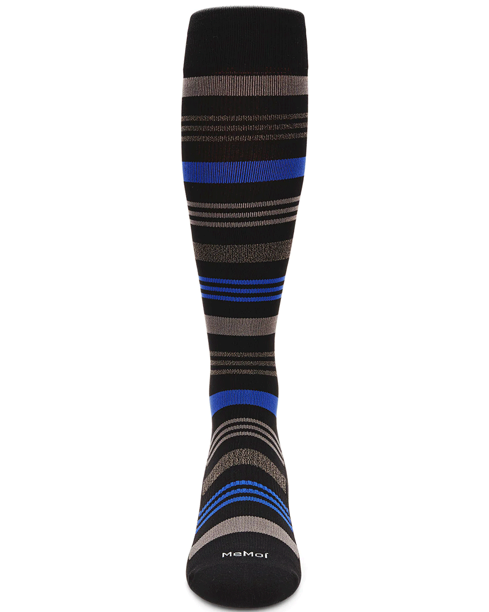 Memoi Women's Striped Nylon 15-20mmhg Graduated Compression Socks