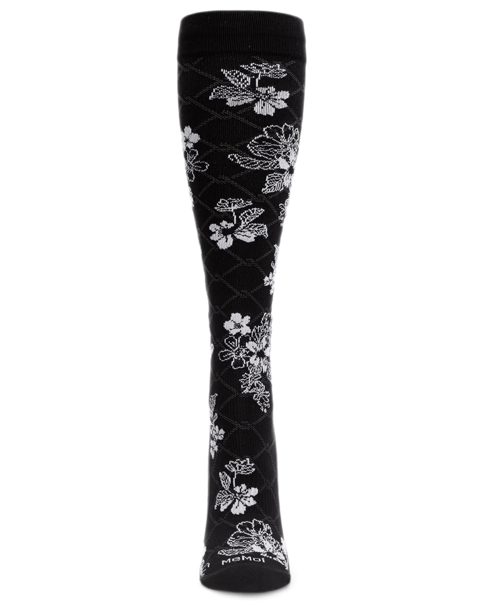 Memoi Women's Floral Link Nylon 15-20mmhg Graduated Compression Socks