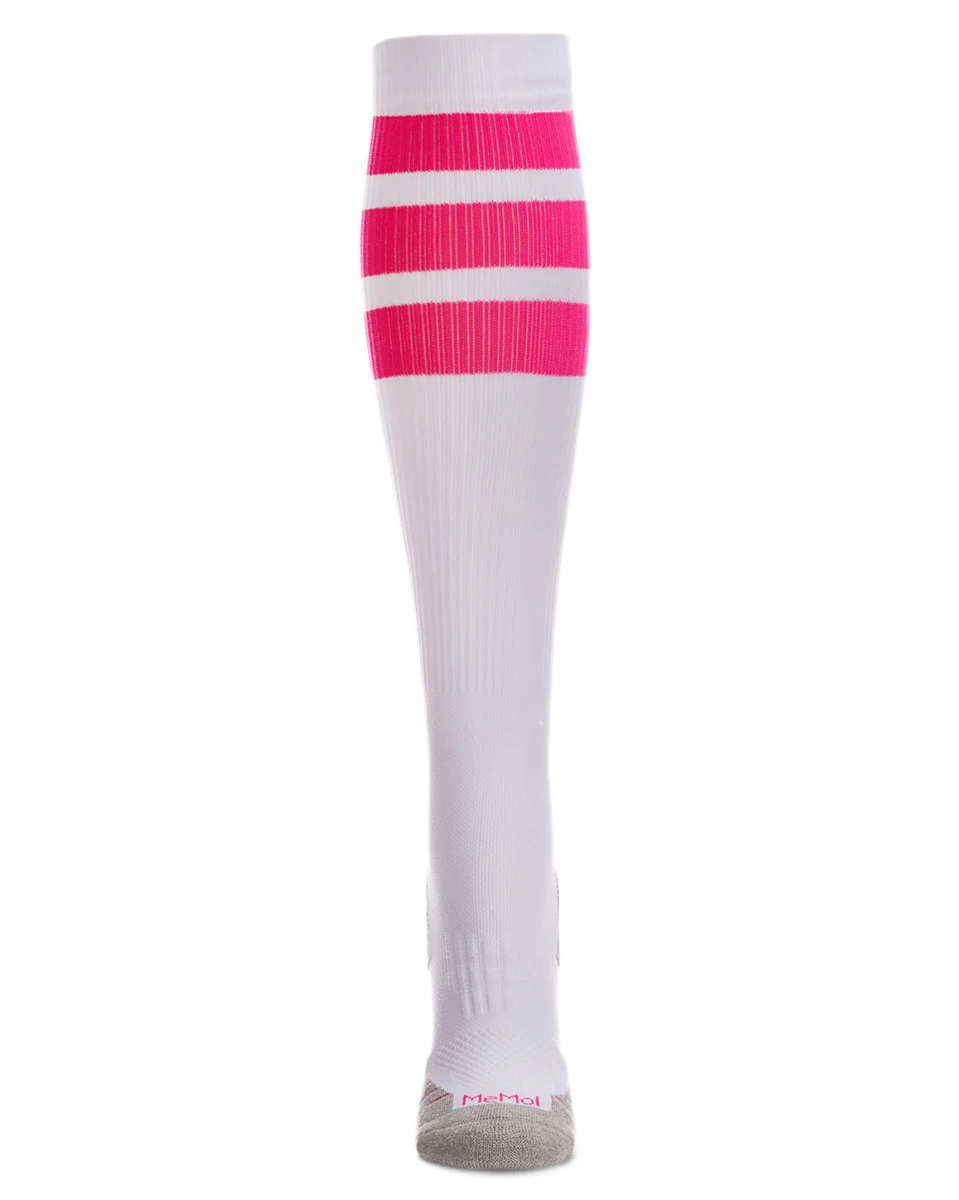 Memoi Women’s Retro Stripe Performance Knee High Cotton Blend Moderate Compression Socks