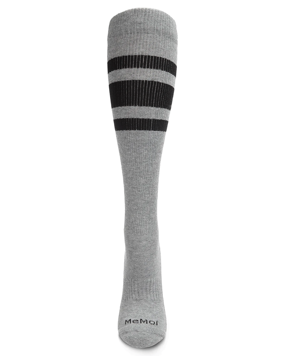 Memoi Striped Athletic Cushion Sole Knee High Cotton Blend 15-20mmhg Graduated Compression Socks