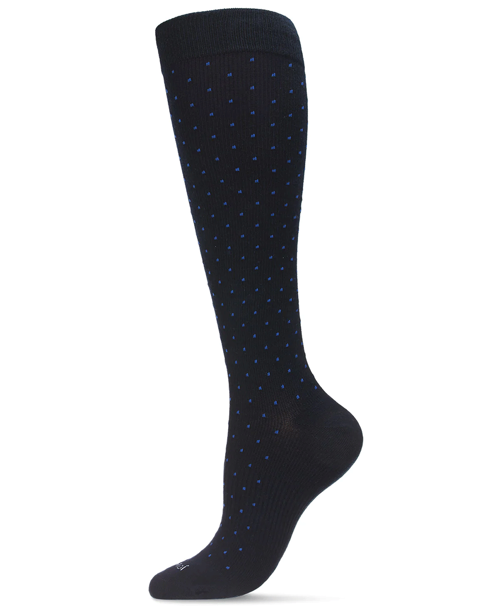 Memoi Women's Swiss Dot Cotton Blend 15-20mmhg Graduated Compression Socks