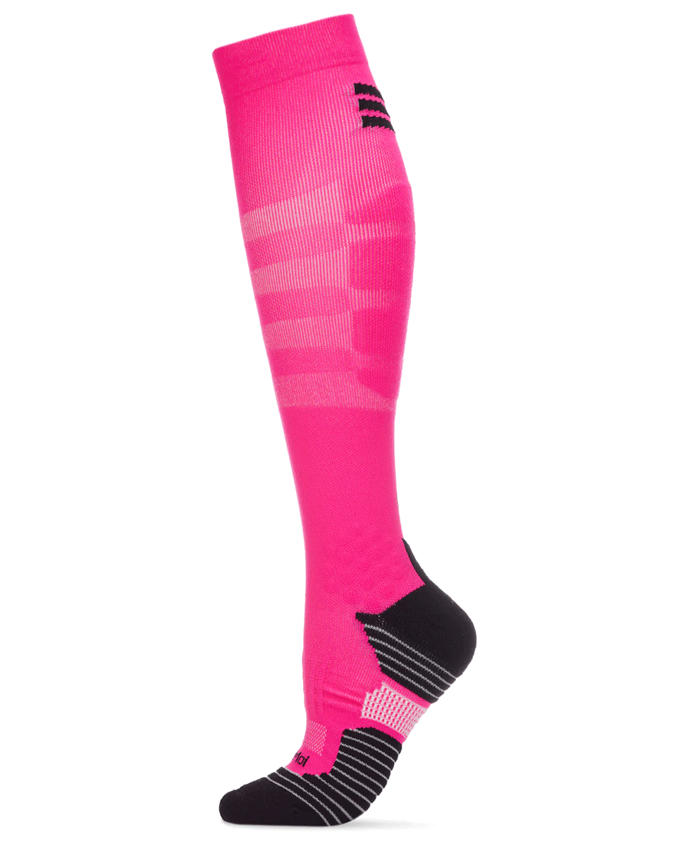 Memoi Women's Neon Performance Knee High Nylon Moderate Compression Socks