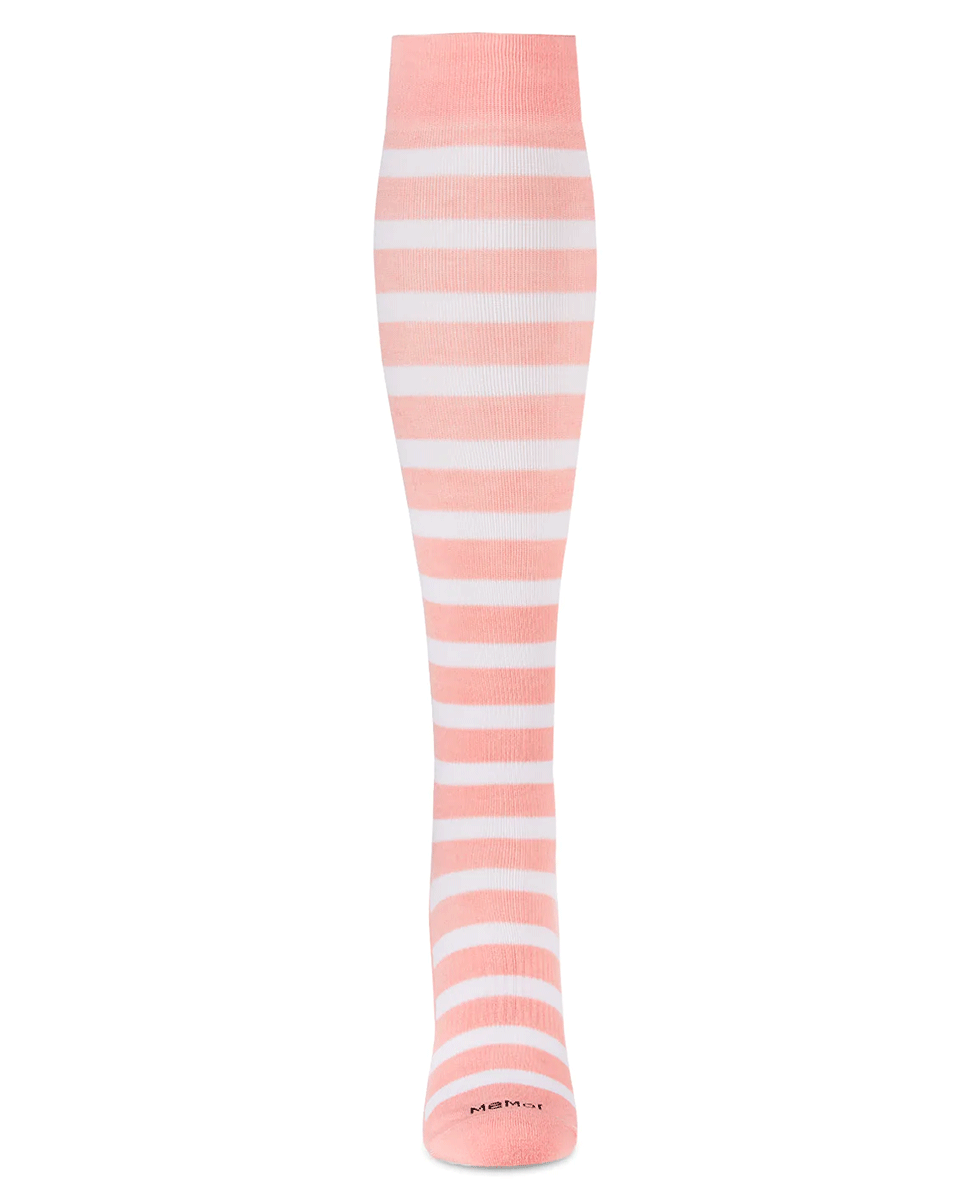 Memoi Cabana Stripe Bamboo Blend 8-15mmhg Compression Socks