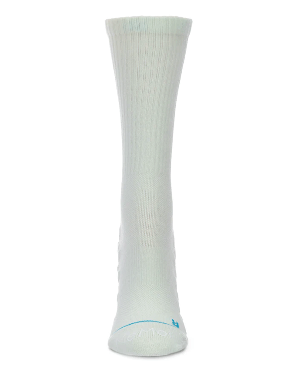 Memoi Ribbed Performance Combed Cotton Compression Crew Sock