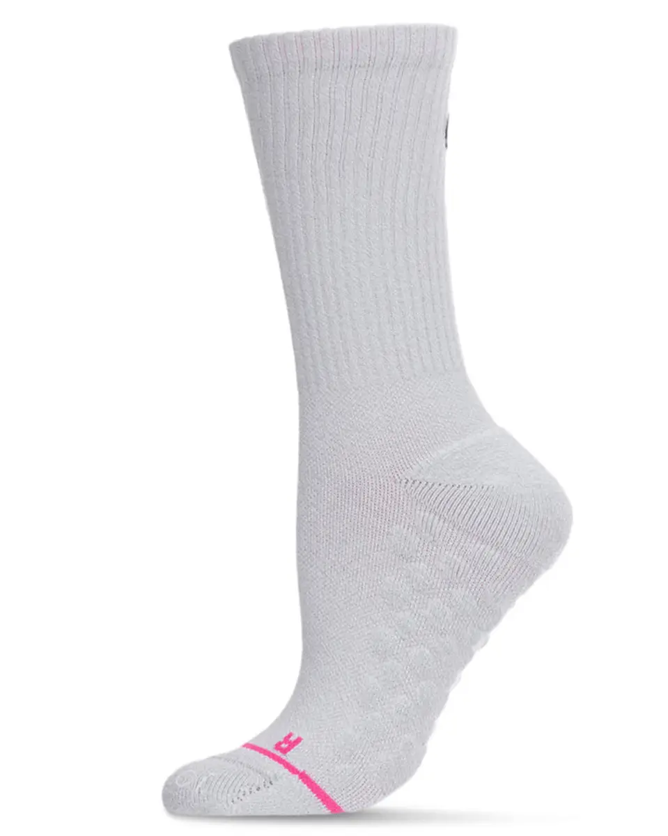 Memoi Ribbed Performance Combed Cotton Compression Crew Sock