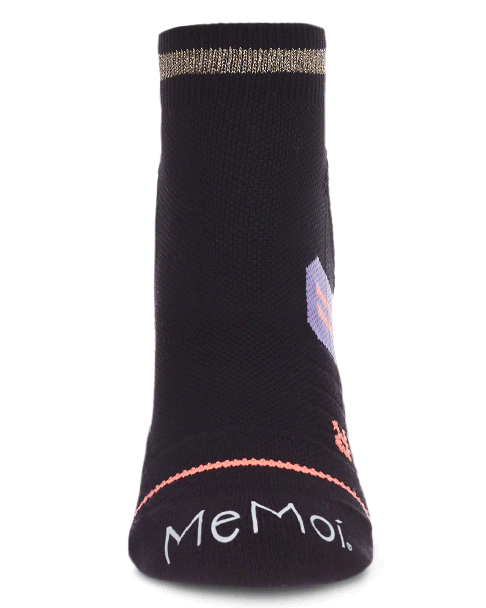 Memoi Metallic Stripe Performance Cotton Blend Low-cut Compression Sock